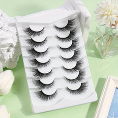 7 Pairs False Eyelashes Lengthening Natural Slender Cross Fluffy Reusable
