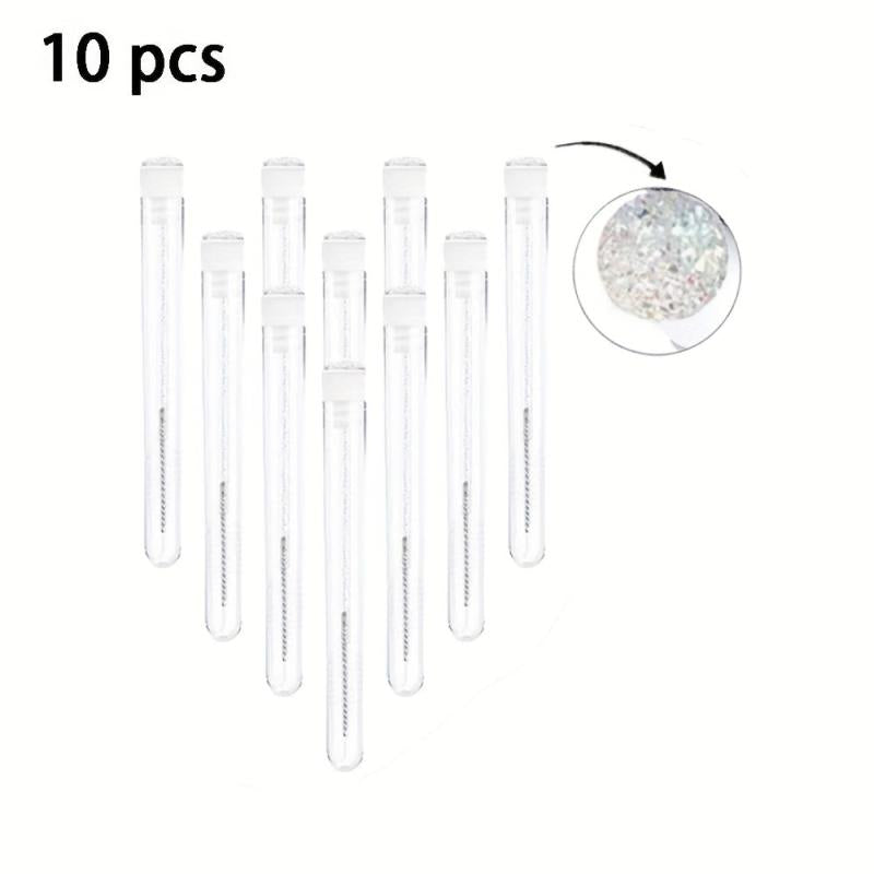 10pcs Eyelash Brush With Dust-proof Tube Container