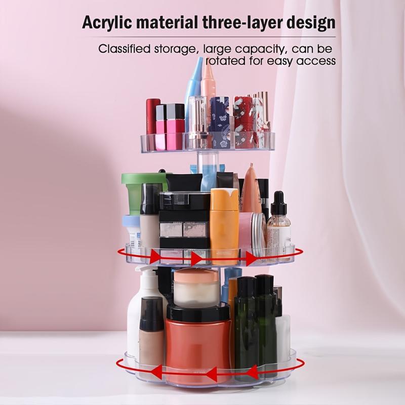 Large Capacity Swivel Storage Rack 360 Rotating Makeup Organizer