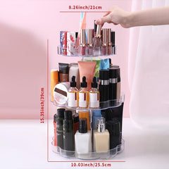 Large Capacity Swivel Storage Rack 360 Rotating Makeup Organizer