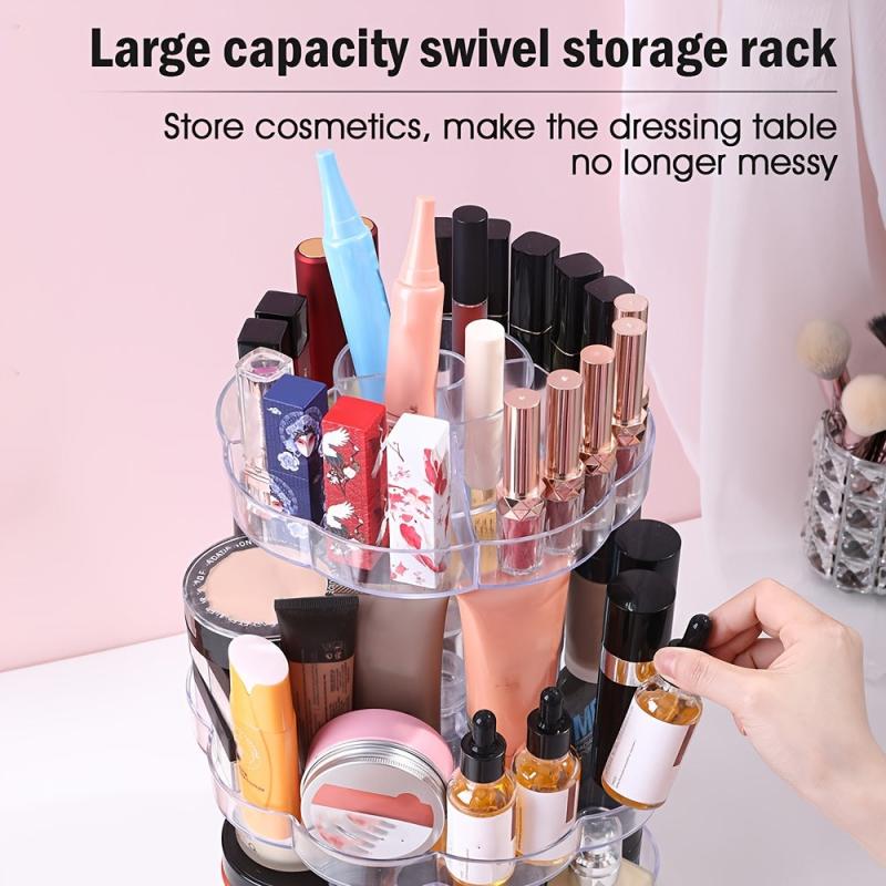 Large Capacity Swivel Storage Rack 360 Rotating Makeup Organizer