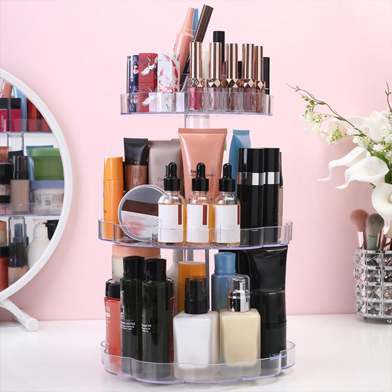 Large Capacity Swivel Storage Rack 360 Rotating Makeup Organizer