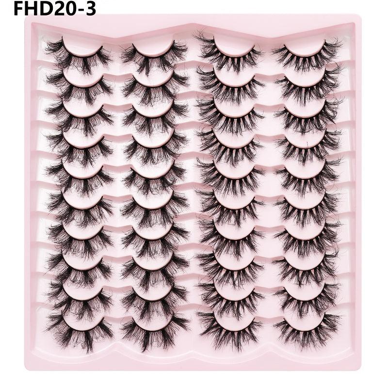 20 Pairs Fluffy Faux Mink Hair Thick Crossed False Eyelashes