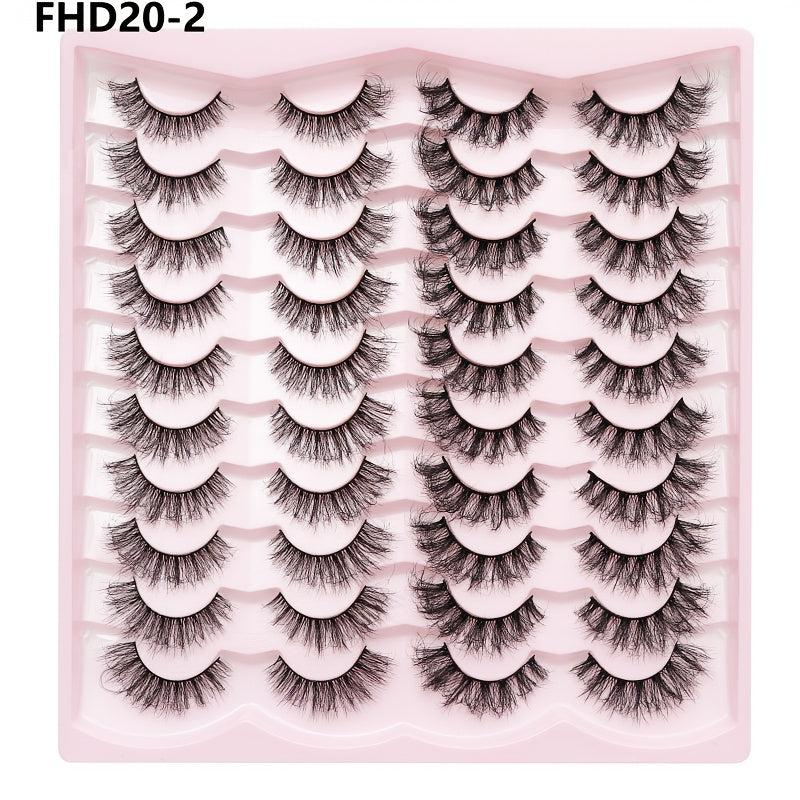 20 Pairs Fluffy Faux Mink Hair Thick Crossed False Eyelashes