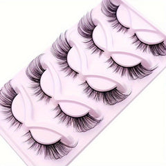 5 Pairs Fox Eye Lashes 24mm Wispy Faux Mink Cat Eye Lashes Extensions