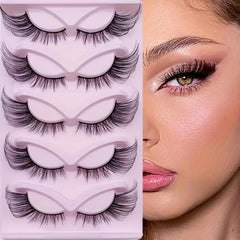 5 Pairs Fox Eye Lashes 24mm Wispy Faux Mink Cat Eye Lashes Extensions