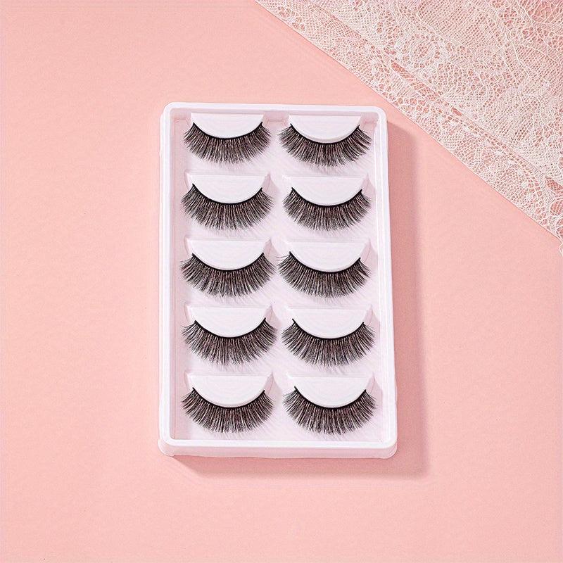 5 Pairs Natural Look 3D False Lashes for Dating Party Cosplay Makeup