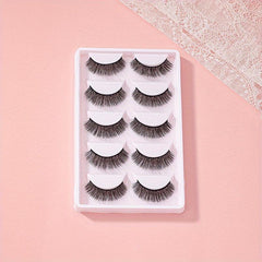 5 Pairs Natural Look 3D False Lashes for Dating Party Cosplay Makeup