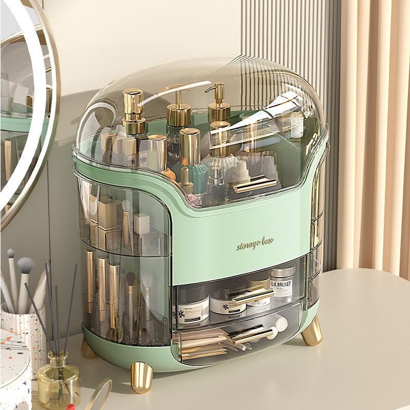 Large Dustproof Cosmetic Storage Box with Lid and Drawers Makeup Organizer