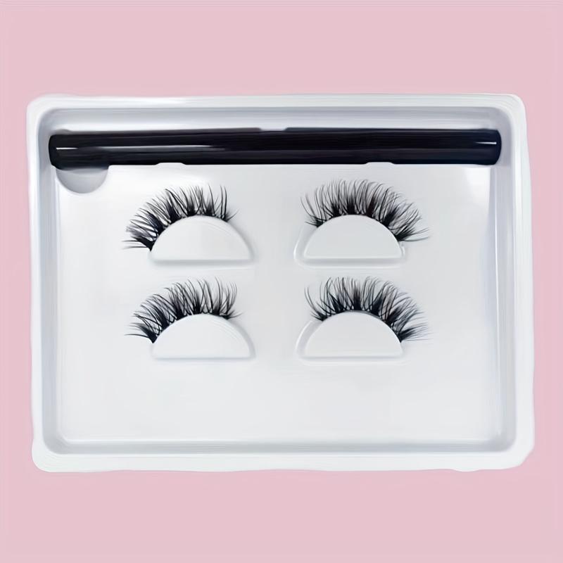 2 Pairs Clear Band Half Lashes & Eyeliner Set Fishtail Crisscross Style 4 14mm