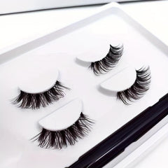 2 Pairs Clear Band Half Lashes & Eyeliner Set Fishtail Crisscross Style 4 14mm