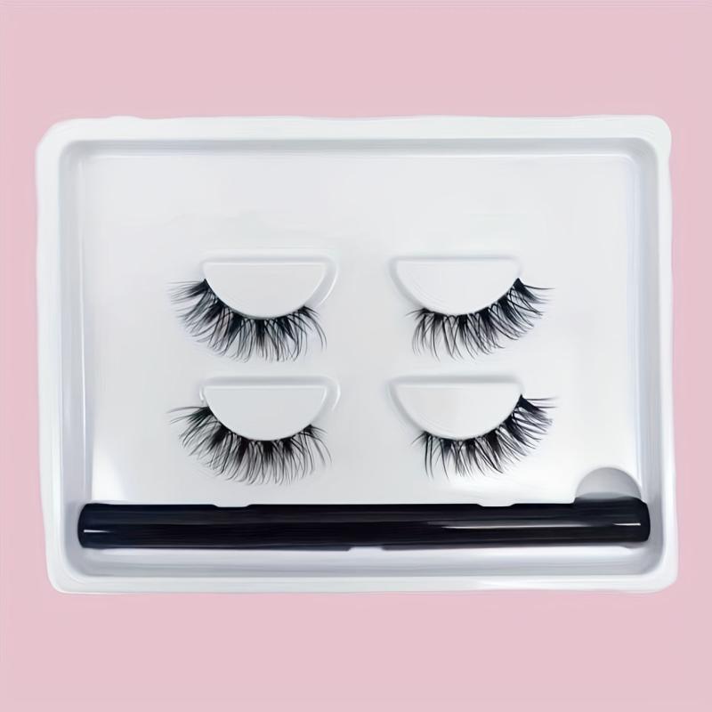2 Pairs Clear Band Half Lashes & Eyeliner Set Fishtail Crisscross Style 4 14mm