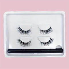 2 Pairs Clear Band Half Lashes & Eyeliner Set Fishtail Crisscross Style 4 14mm