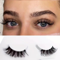 2 Pairs Clear Band Half Lashes & Eyeliner Set Fishtail Crisscross Style 4 14mm