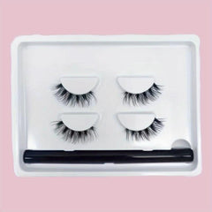 2 Pairs Clear Band Half Lashes & Eyeliner Set Fishtail Crisscross Style 4 14mm