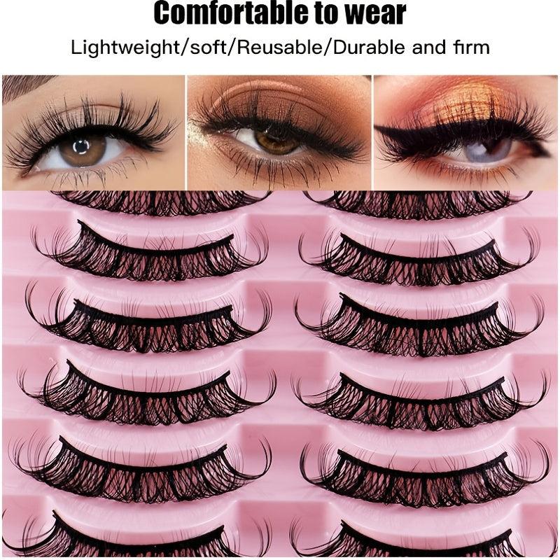 10 Pairs Curling Thick Natural False Eyelashes