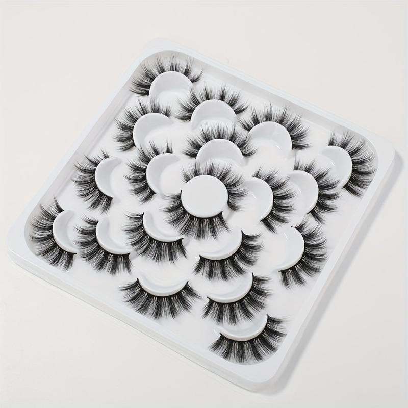10 Pairs Fluffy False Eyelashes 3D Faux Mink Lashes Pack