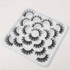 10 Pairs Fluffy False Eyelashes 3D Faux Mink Lashes Pack