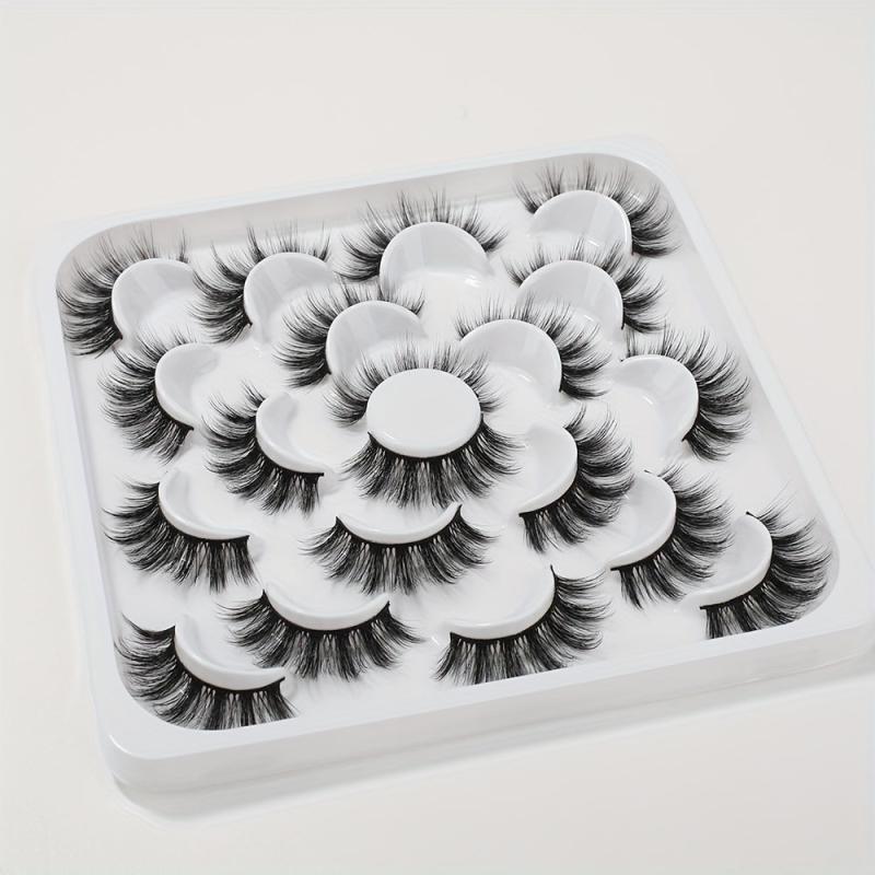 10 Pairs Fluffy False Eyelashes 3D Faux Mink Lashes Pack