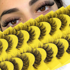 10 Pairs 6D Fluffy Wispy Faux Mink Cat Eye False Eyelashes