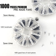 10D Premade Fans 0.07mm C Curl 9-16mm Lashes 500-1000 Pcs