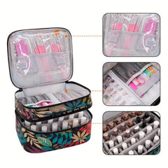 Double Layer Nail Polish Organizer Case Portable Storage Dividers Gel Holder
