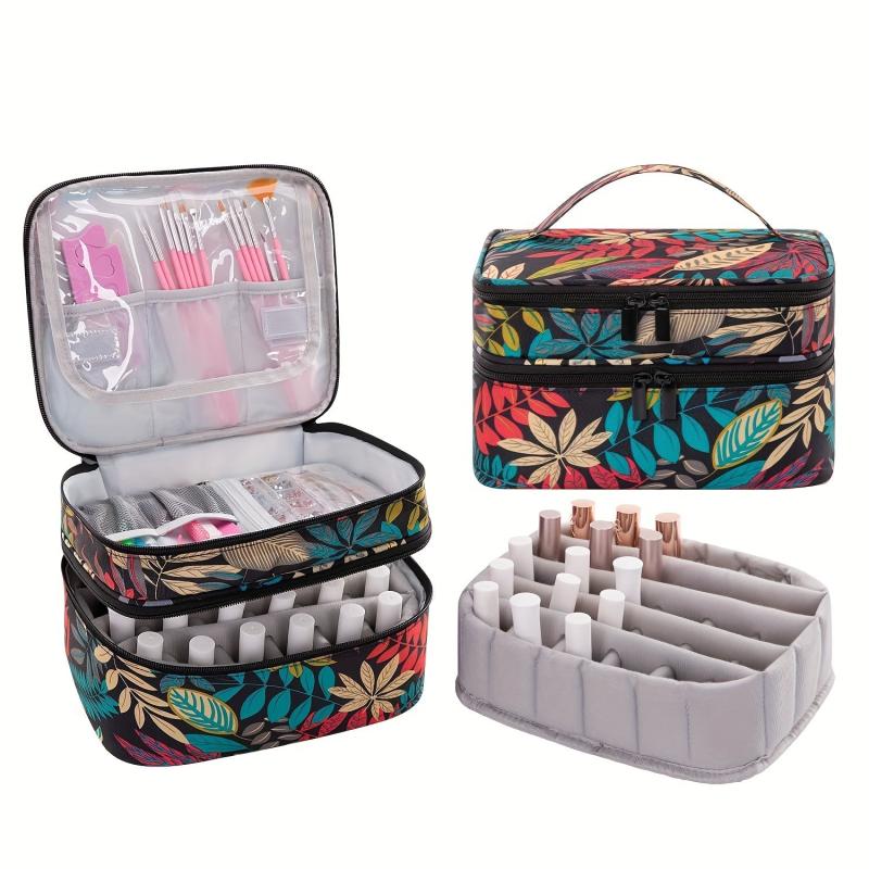 Double Layer Nail Polish Organizer Case Portable Storage Dividers Gel Holder