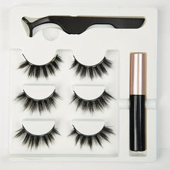 3 Pairs Magnetic False Eyelashes With Magnetic Liquid Eyeliner Set