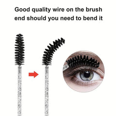 50pcs Crystal Eyelash Brush Mascara Applicator Spoolie Kit