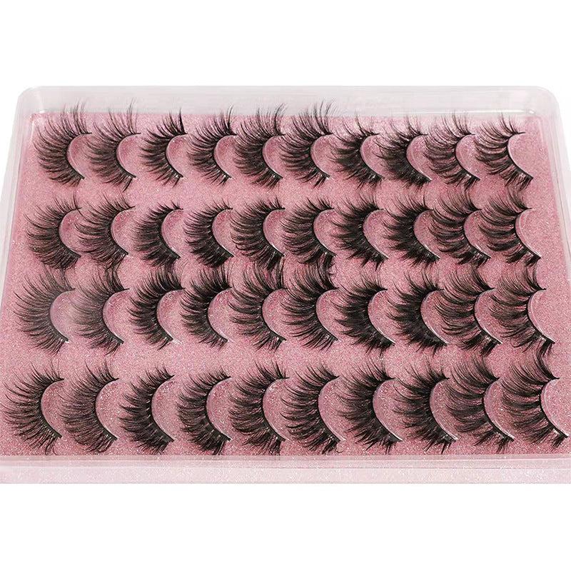 20 Pairs Natural Volume Thick Curly Faux Mink Lashes