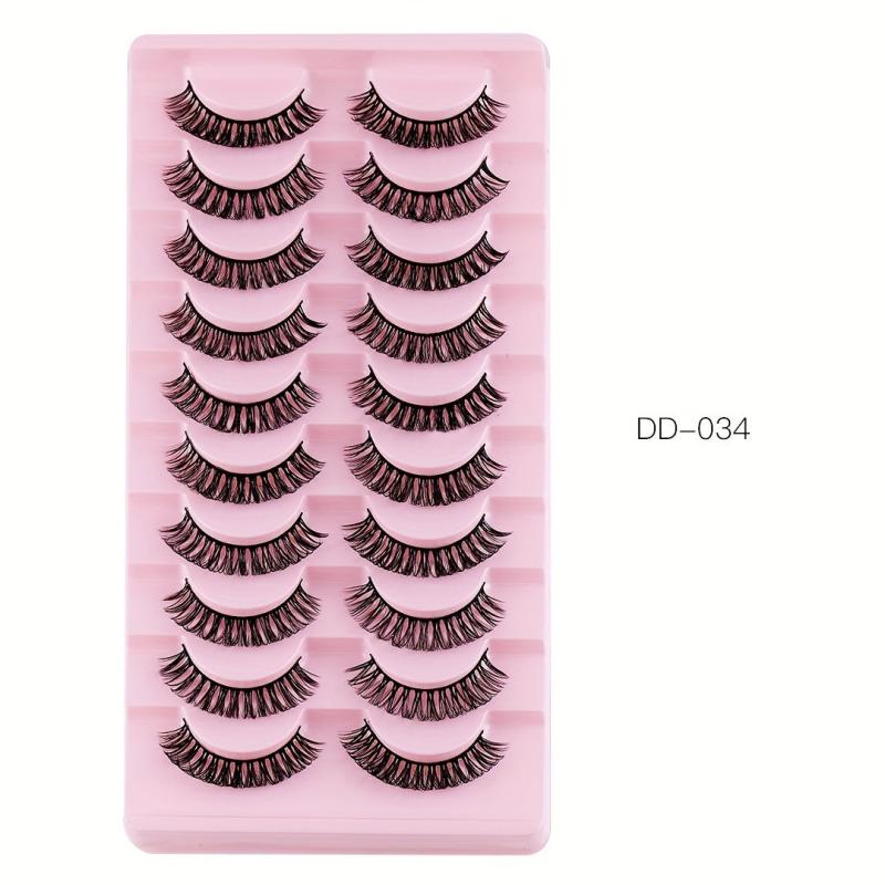 10 Pair DIY False Eyelashes Extensions DD Curling Thick Natural Look