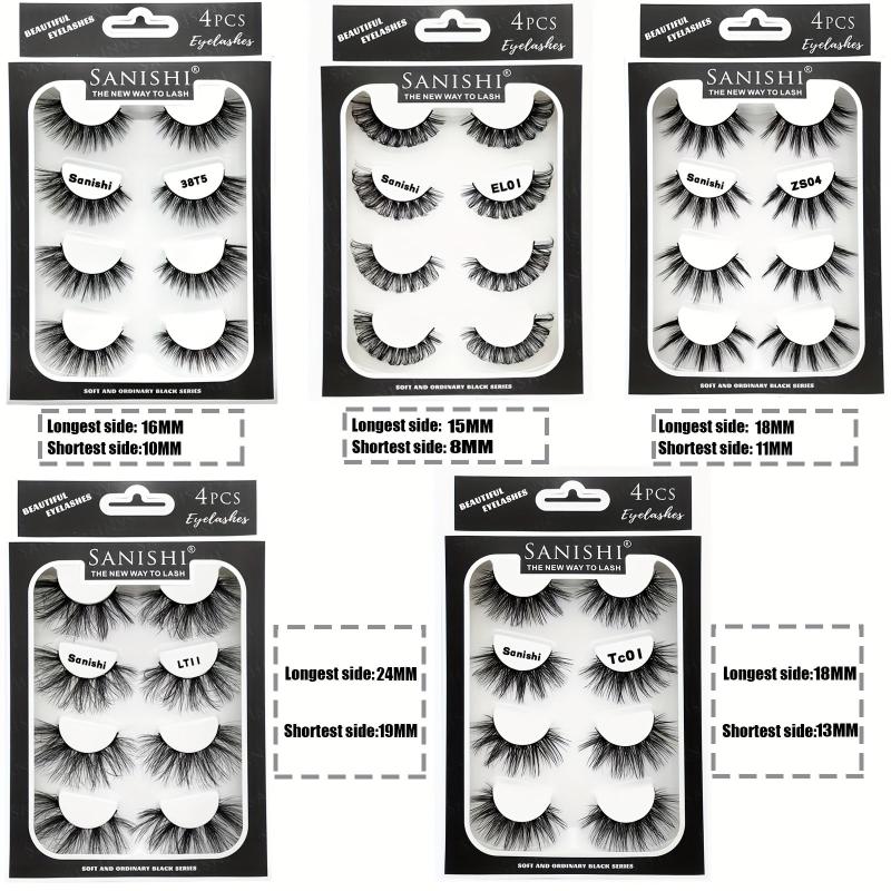 Fluffy 3D False Eyelashes 5 Styles Reusable Faux Mink Lashes Natural Look