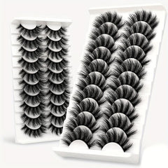 10 Pairs Fluffy 3D Faux Mink Lashes Soft Wispy Volume False Eyelashes