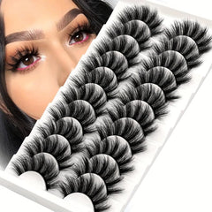 10 Pairs Fluffy 3D Faux Mink Lashes Soft Wispy Volume False Eyelashes