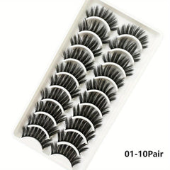 10 Pairs Fluffy 3D Faux Mink Lashes Soft Wispy Volume False Eyelashes