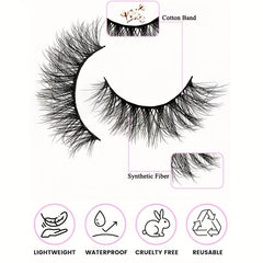 5 Pairs Natural False Eyelashes 3D Wispy 12 18mm Cat Eye Faux Mink Lashes