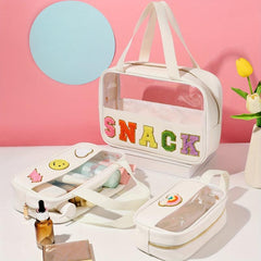 Waterproof Chenille Letter Patch Makeup Bag Stylish Cosmetic Bag for Women