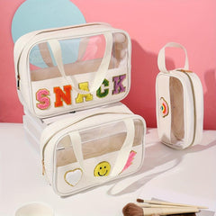 Waterproof Chenille Letter Patch Makeup Bag Stylish Cosmetic Bag for Women