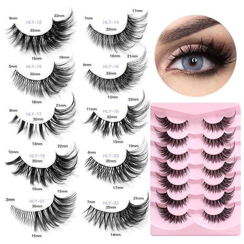 7 Pairs Fluffy Curly False Eyelashes for Daily Party Stage Makeup