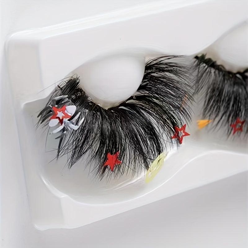 Spider Halloween False Eyelashes Star Pumpkin Sequins Thick Natural
