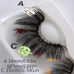 Spider Halloween False Eyelashes Star Pumpkin Sequins Thick Natural