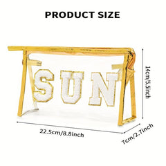 Varsity Letter Cosmetic Toiletry Bag - Portable and Waterproof Travel Organizer