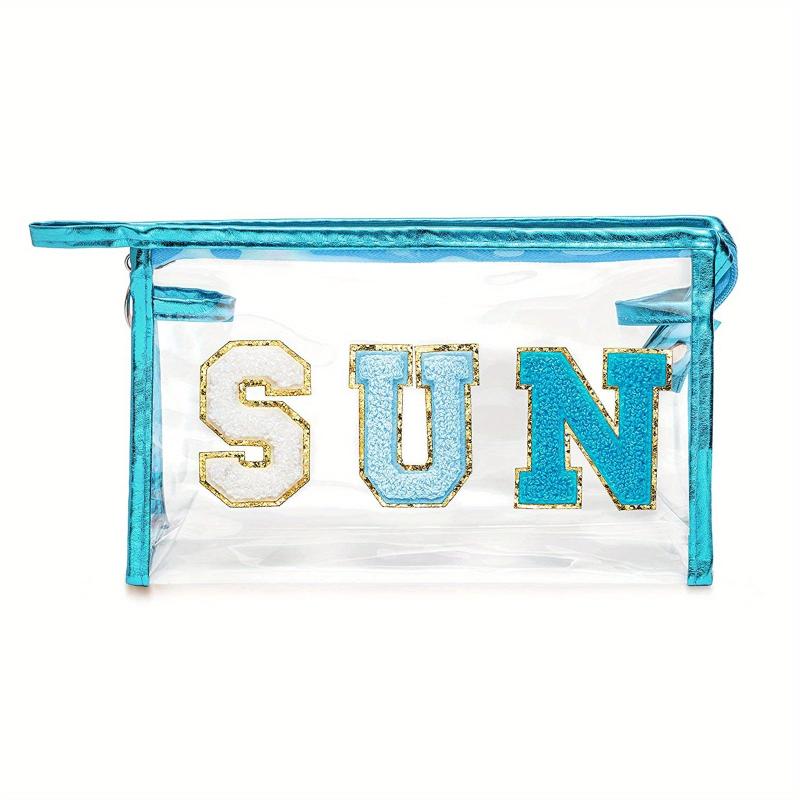 Varsity Letter Cosmetic Toiletry Bag - Portable and Waterproof Travel Organizer