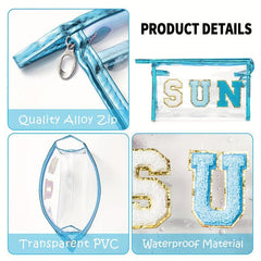 Varsity Letter Cosmetic Toiletry Bag - Portable and Waterproof Travel Organizer
