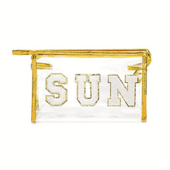 Varsity Letter Cosmetic Toiletry Bag - Portable and Waterproof Travel Organizer
