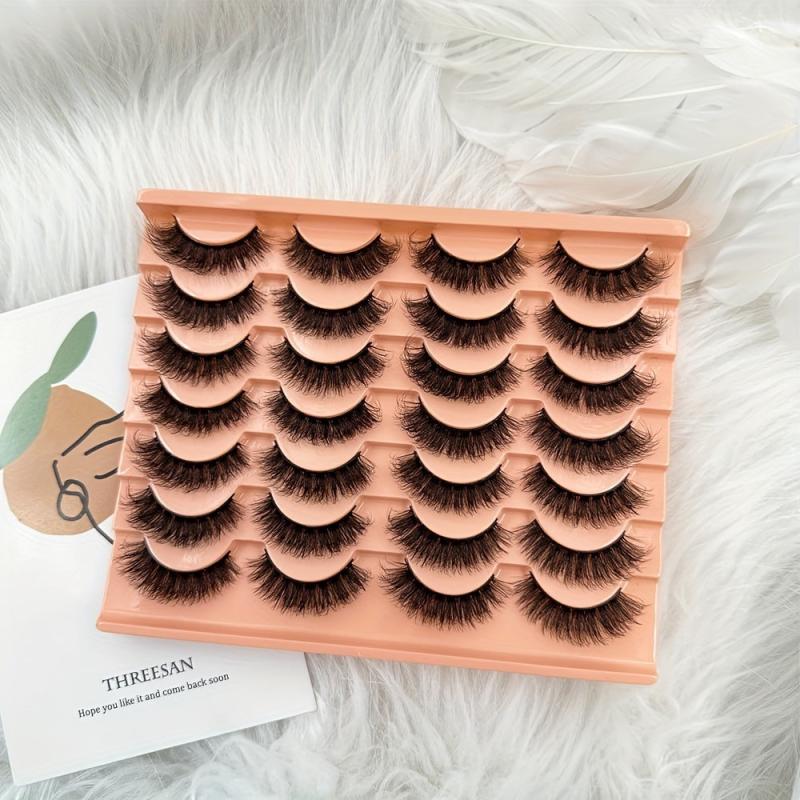 14 Pairs Faux Mink Lashes Strip False Eyelashes Thick Volume Fluffy Lightweight