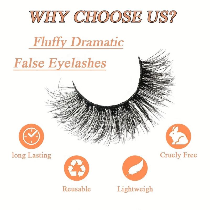 14 Pairs Faux Mink Lashes Strip False Eyelashes Thick Volume Fluffy Lightweight