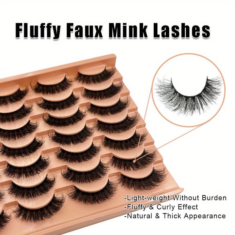 14 Pairs Faux Mink Lashes Strip False Eyelashes Thick Volume Fluffy Lightweight