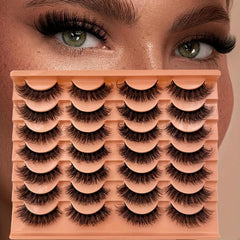 14 Pairs Faux Mink Lashes Strip False Eyelashes Thick Volume Fluffy Lightweight