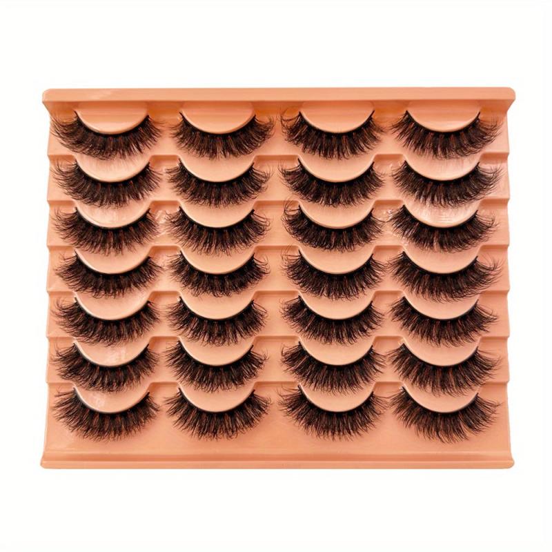 14 Pairs Faux Mink Lashes Strip False Eyelashes Thick Volume Fluffy Lightweight